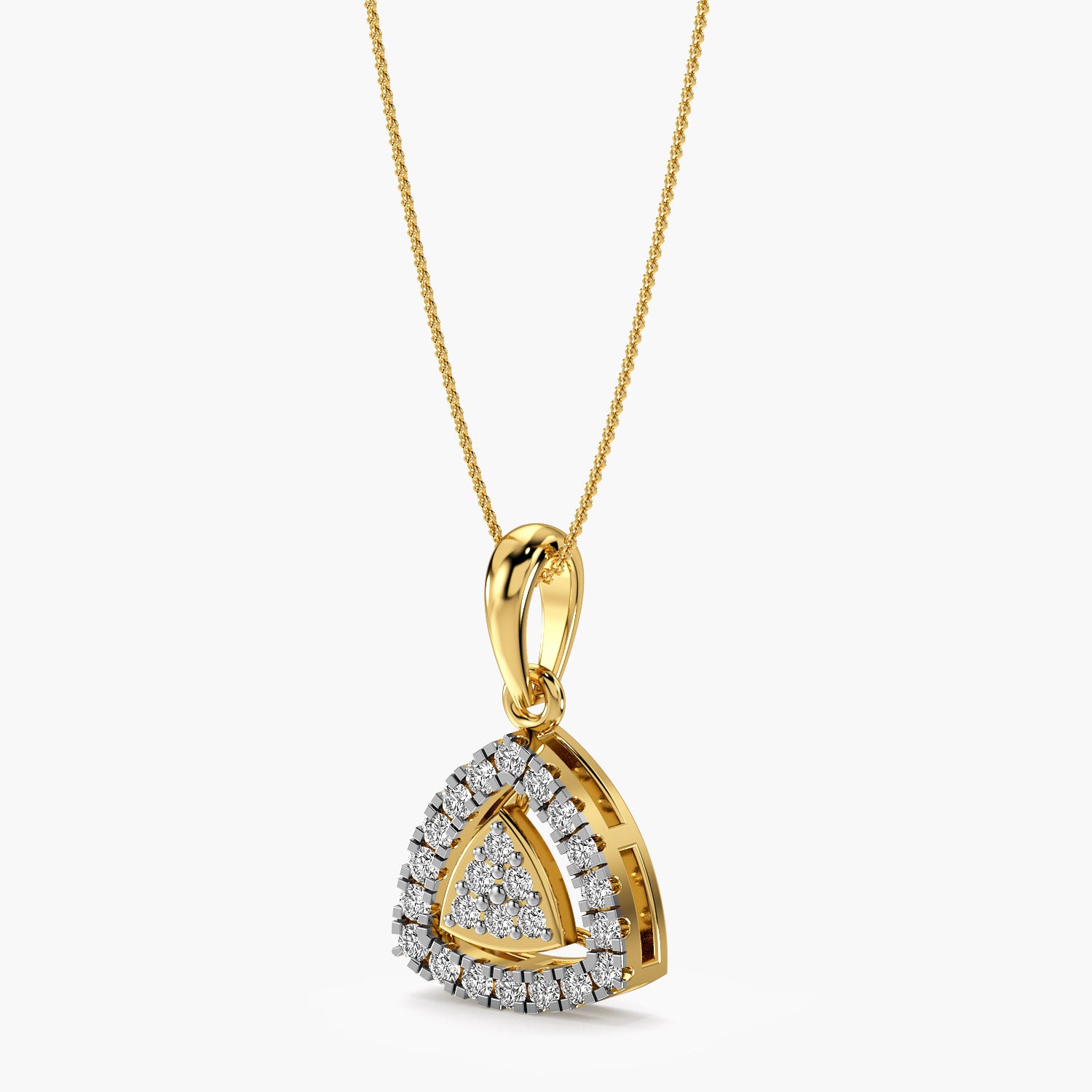 Triangular Halo Diamond Pendant - Moena