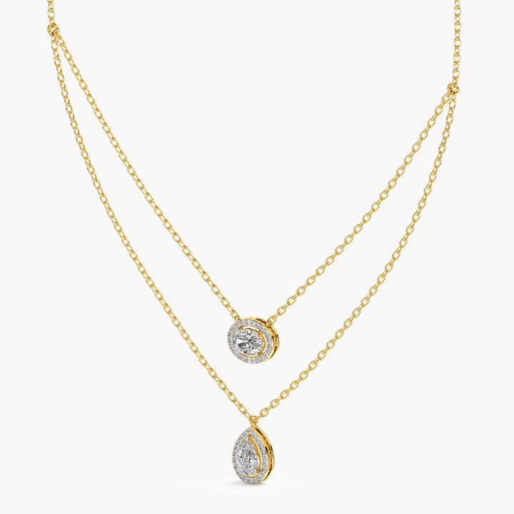 Double Layered Pendant Necklace(With Chain) - Moena