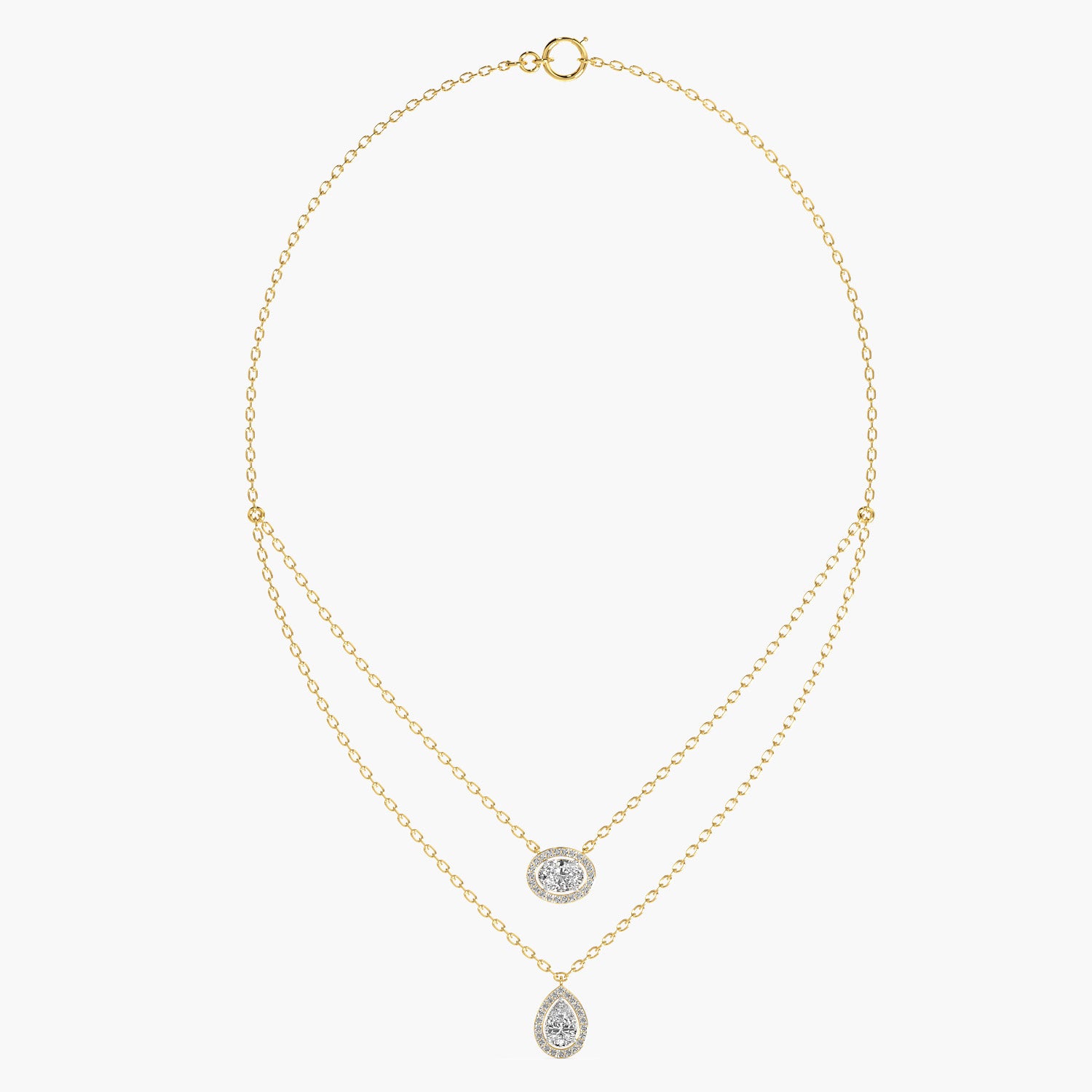 Double Layered Pendant Necklace(With Chain) - Moena