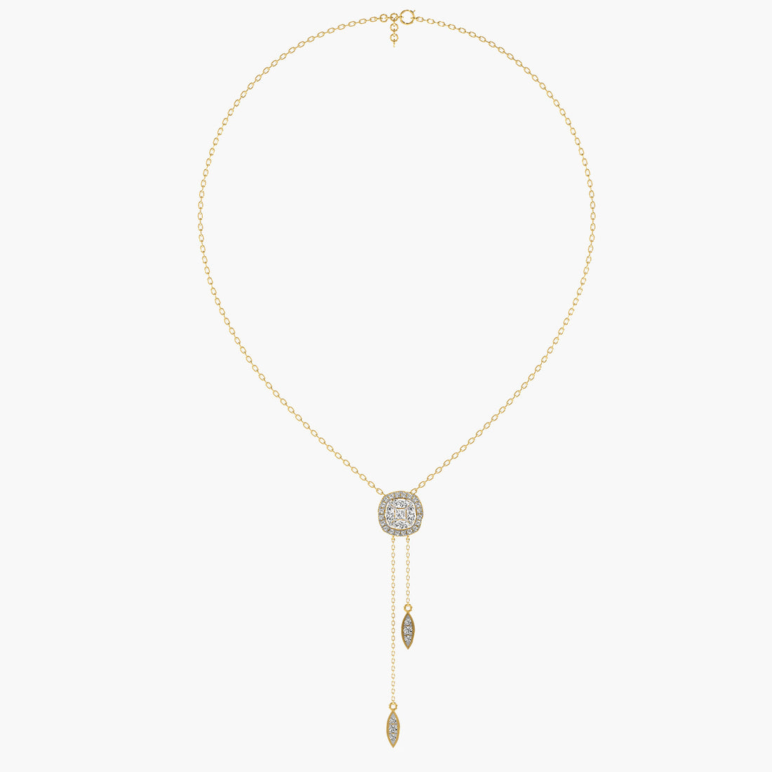 Graceful Drop Lab-Grown Diamond Necklace (With Chain) - Full View in Yellow Gold - Diamond Pendant by Moena
