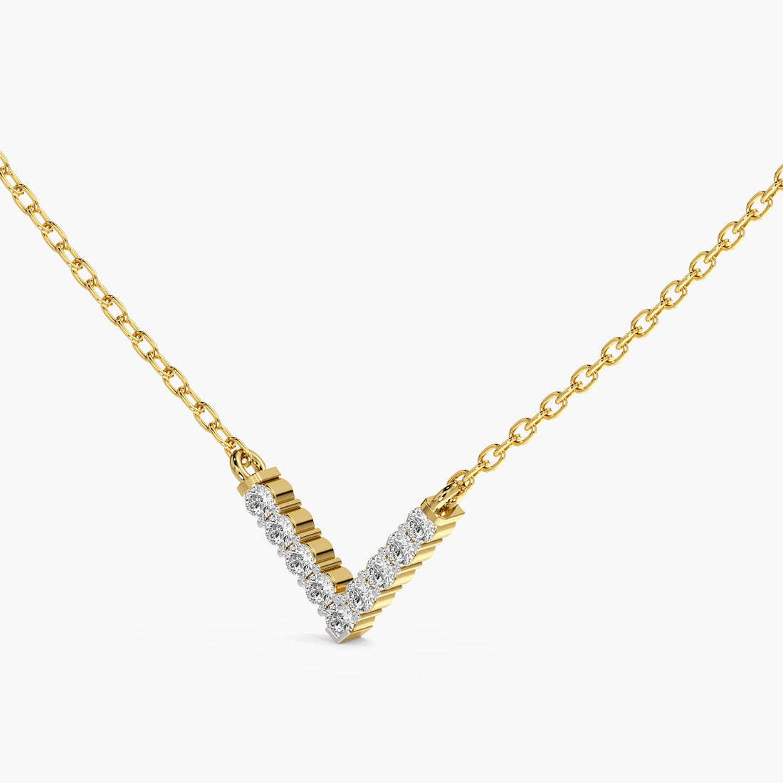 Sleek Angle Pendant(With Chain) - 3D View in Yellow Gold - Diamond Pendant by Moena
