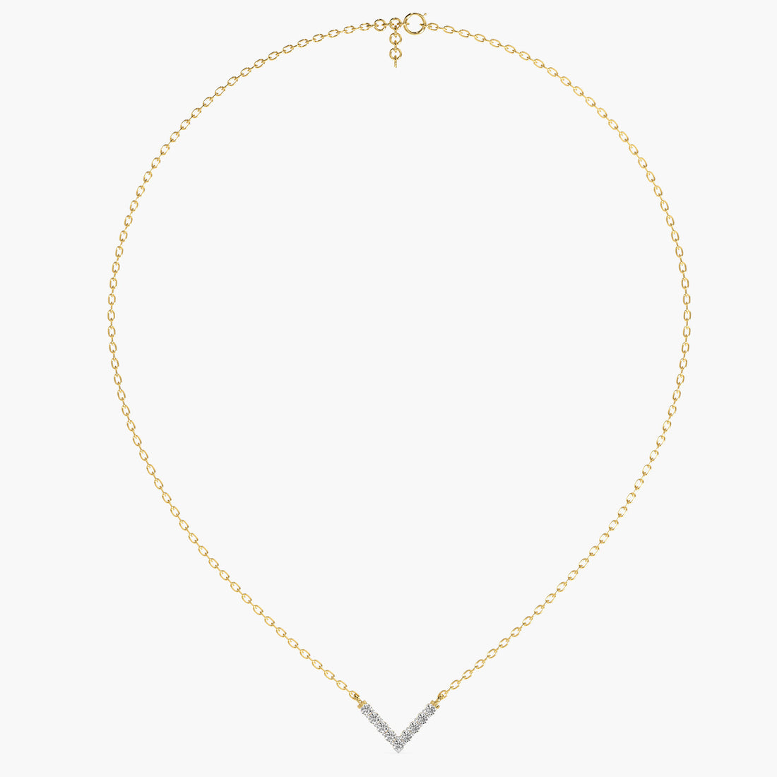 Sleek Angle Pendant(With Chain) - Front View in Yellow Gold - Diamond Pendant by Moena