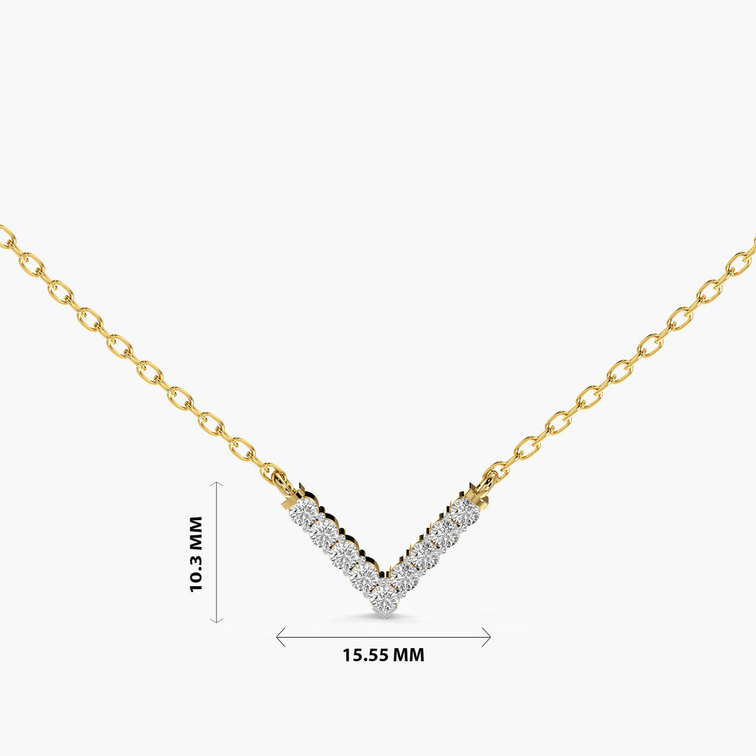 Sleek Angle Pendant(With Chain) - Standard View in Yellow Gold - Diamond Pendant by Moena