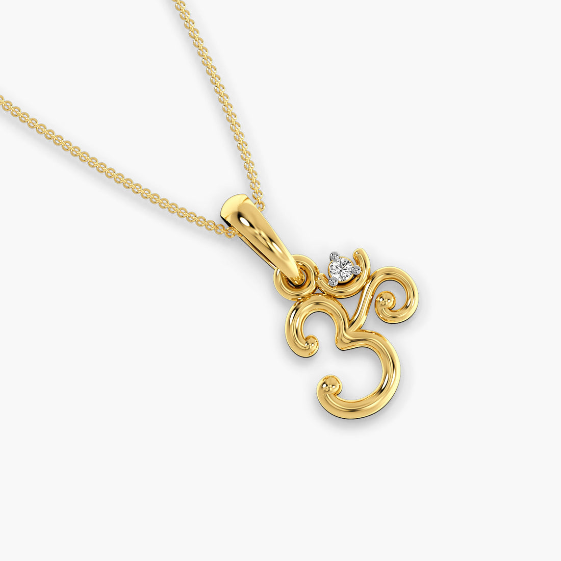 Sacred Om Pendant - Top View in Yellow Gold - Diamond Pendant by Moena