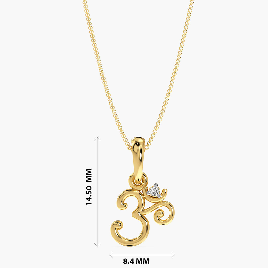 Sacred Om Pendant - Front View in Yellow Gold - Diamond Pendant by Moena
