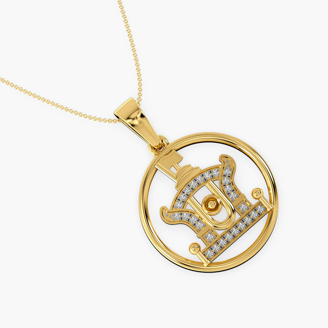 Sacred Temple Lab-Grown Diamond Pendant - Top View in Yellow Gold - Diamond Pendant by Moena
