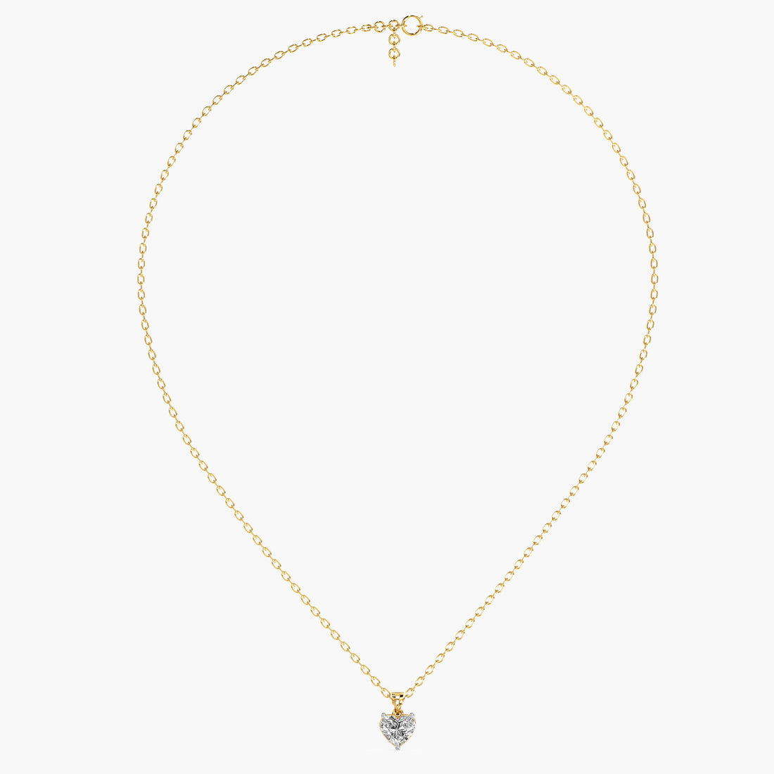 Heart-Shaped Lab-Grown Diamond Necklace(With Chain) - Front View in Yellow Gold - Heart Diamond Pendant by Moena