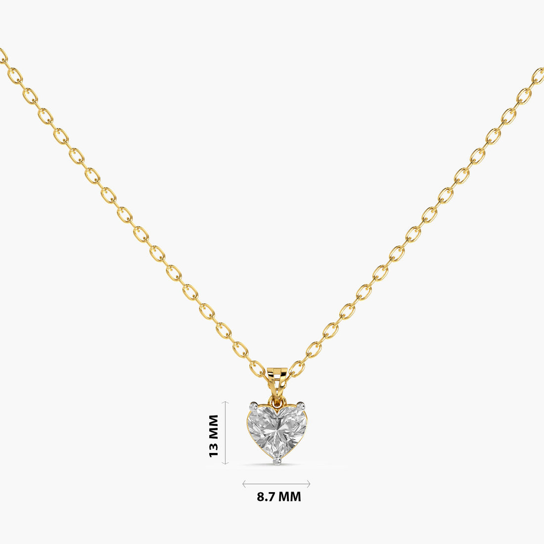 Heart-Shaped Lab-Grown Diamond Necklace(With Chain) - Standard View in Yellow Gold - Heart Diamond Pendant by Moena