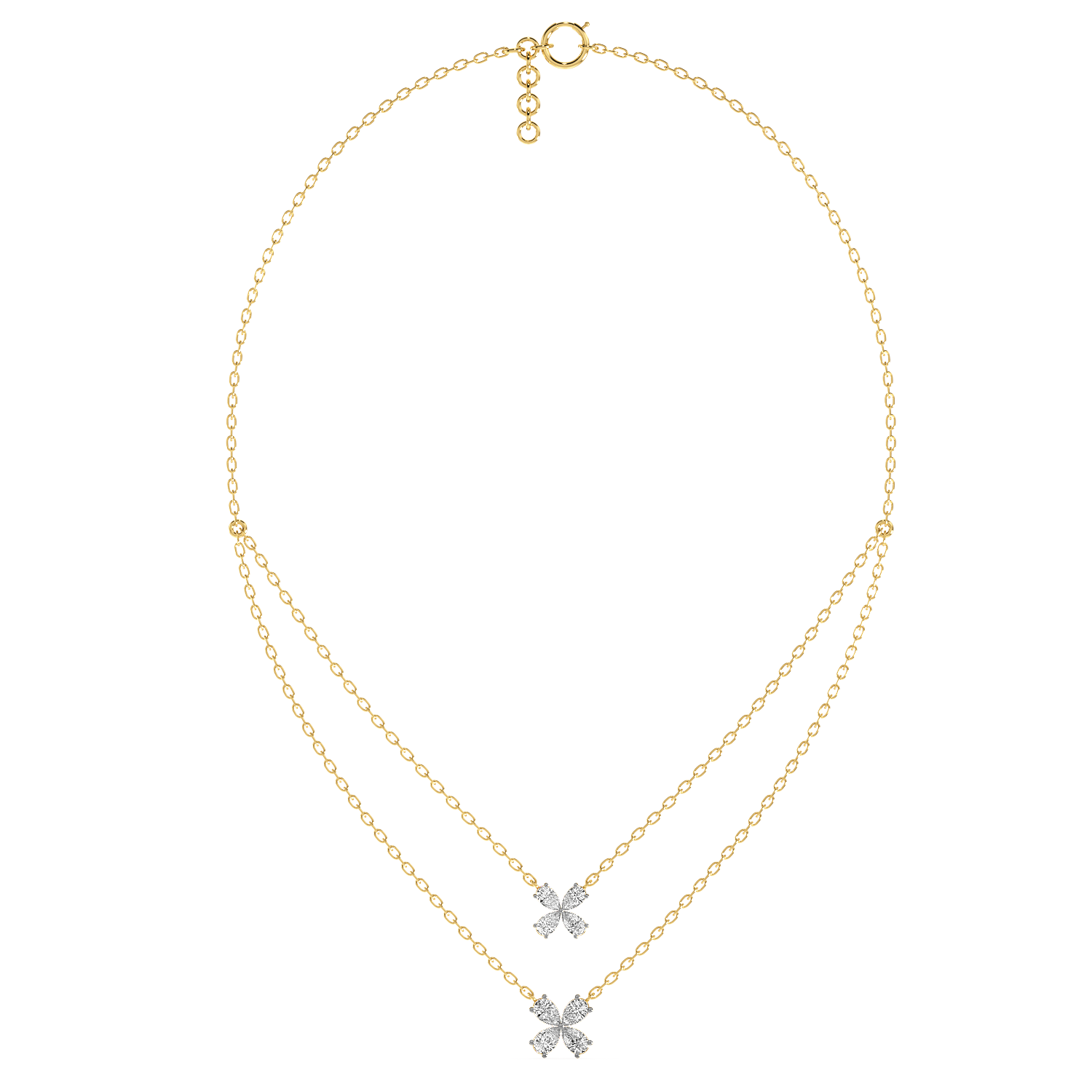 Twin Bloom Necklace (With Chain)