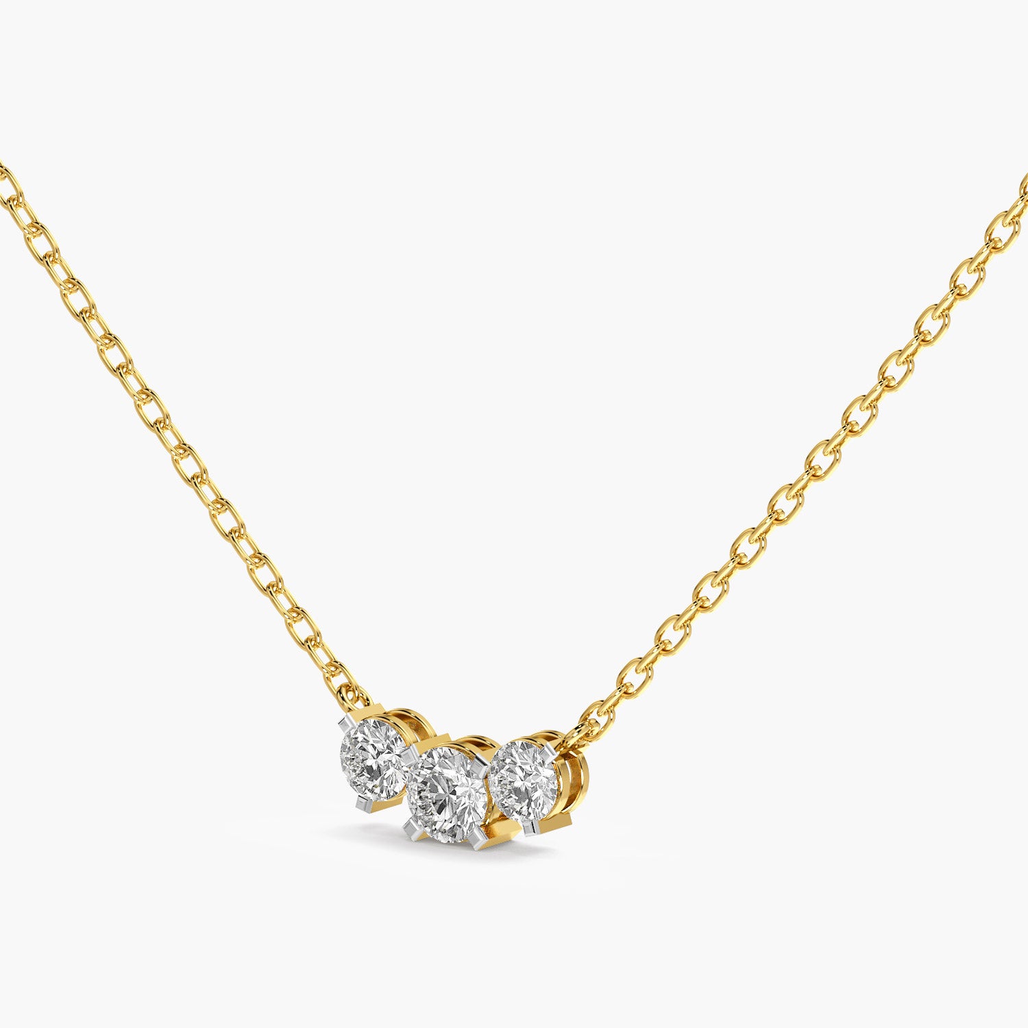 Three-Stone Lab-Grown Diamond Necklace(With Chain) - Moena