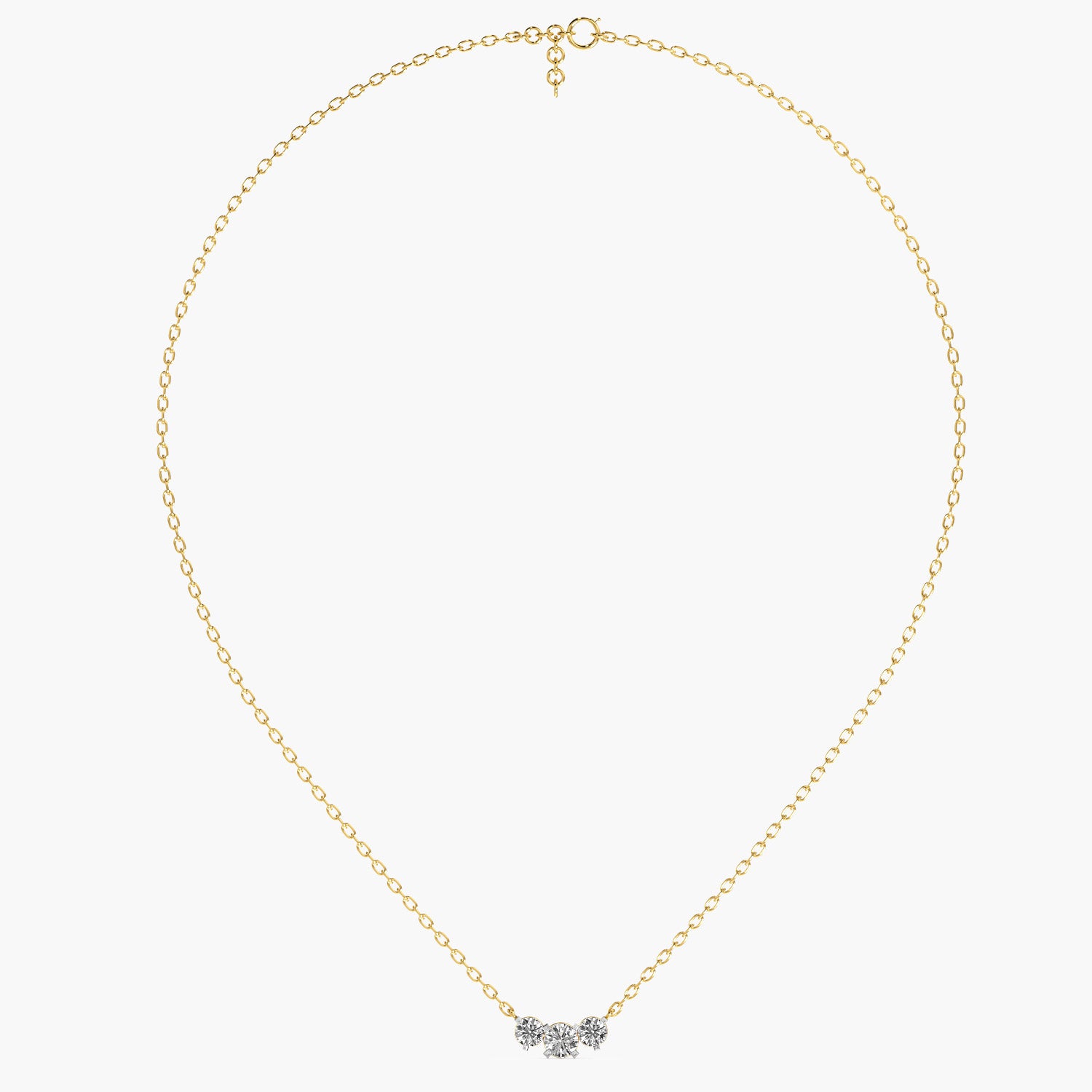 Three-Stone Lab-Grown Diamond Necklace(With Chain) - Moena