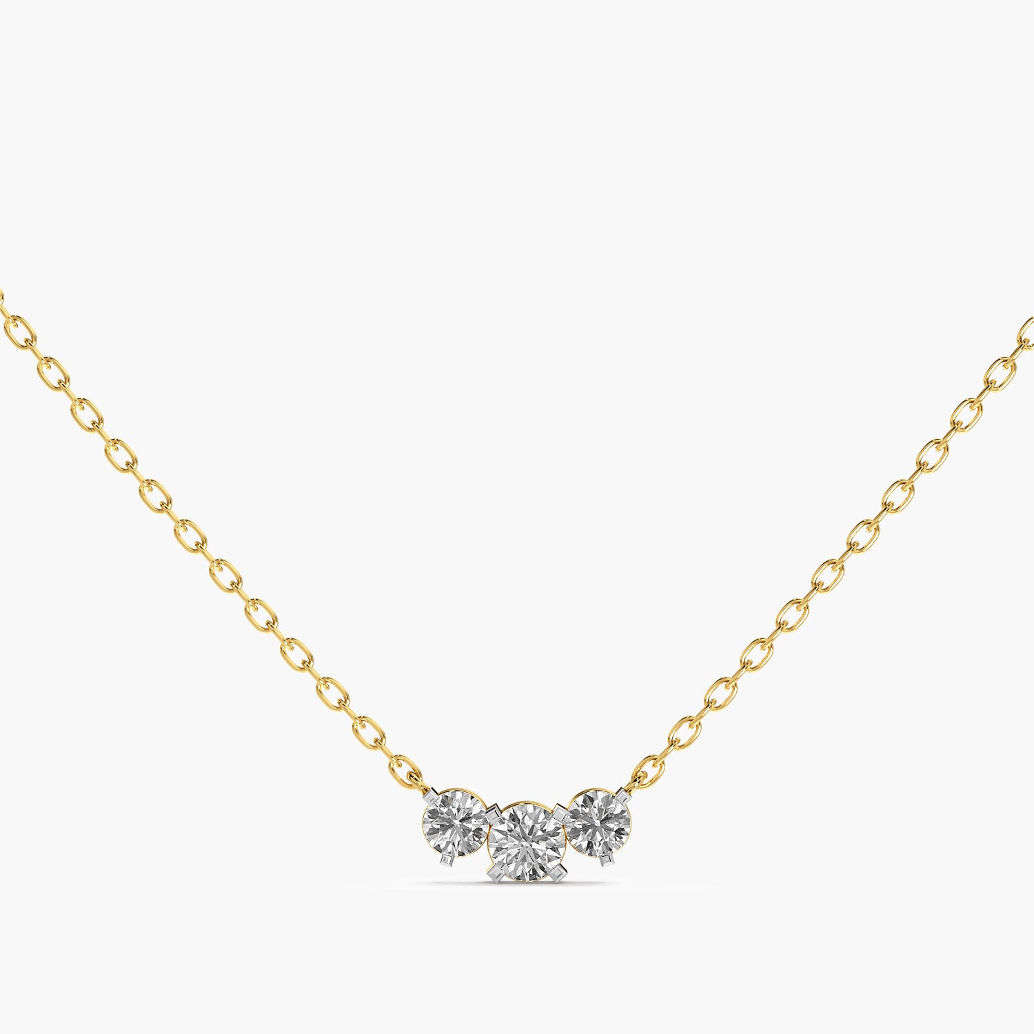 Three-Stone Lab-Grown Diamond Necklace(With Chain) - Moena