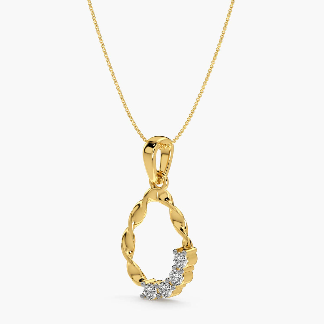 Twisted Radiance Pendant - 3D View in Yellow Gold - Diamond Pendant by Moena