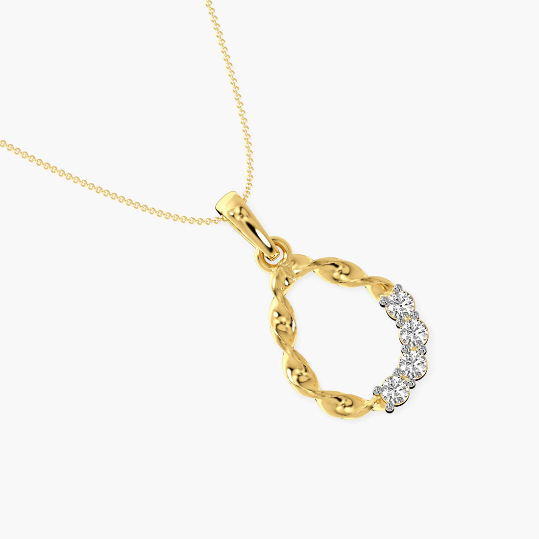 Twisted Radiance Pendant - Top View in Yellow Gold - Diamond Pendant by Moena