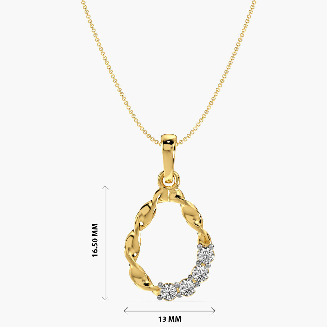 Twisted Radiance Pendant - Front View in Yellow Gold - Diamond Pendant by Moena