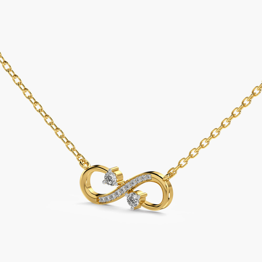 Infinity Spark Lab-Grown Diamond Pendant (With Chain) - 3D View in Yellow Gold - Diamond Pendant by Moena