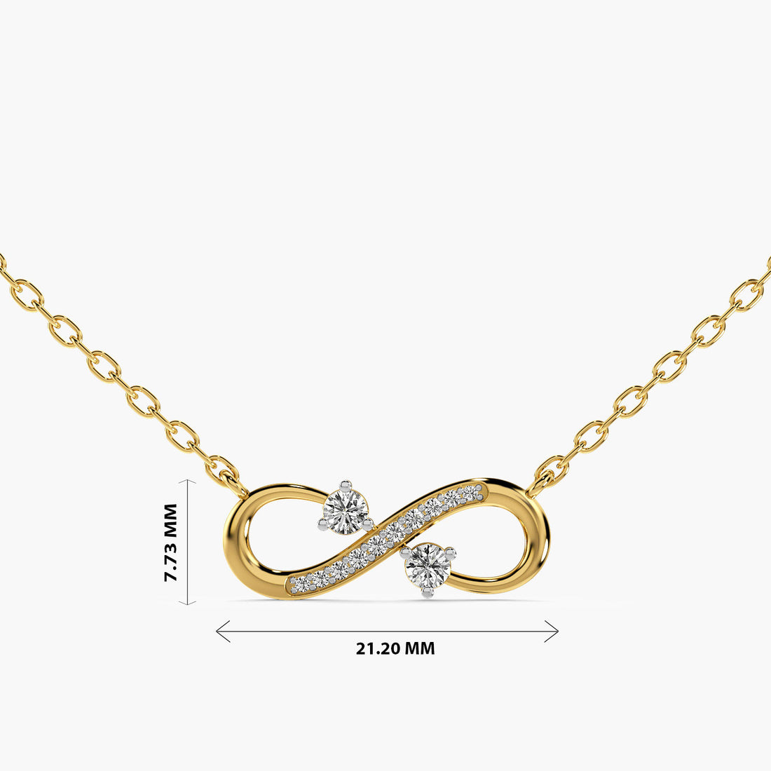 Infinity Spark Lab-Grown Diamond Pendant (With Chain) - Front View in Yellow Gold - Diamond Pendant by Moena