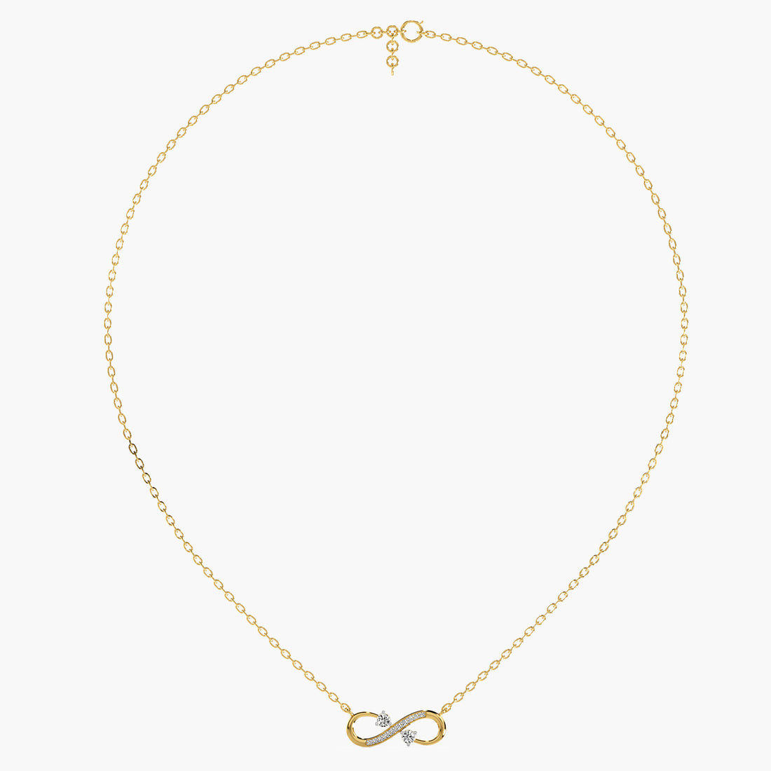 Infinity Spark Lab-Grown Diamond Pendant (With Chain) - Full View in Yellow Gold - Diamond Pendant by Moena