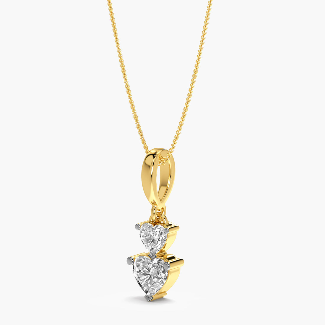 Heartline Pendant - 3D View in Yellow Gold - Diamond Pendant by Moena