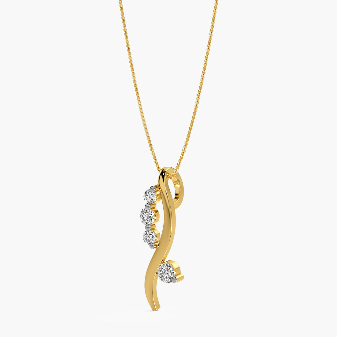 Twirl Elegance Pendant - 3D View in Yellow Gold - Diamond Pendant by Moena