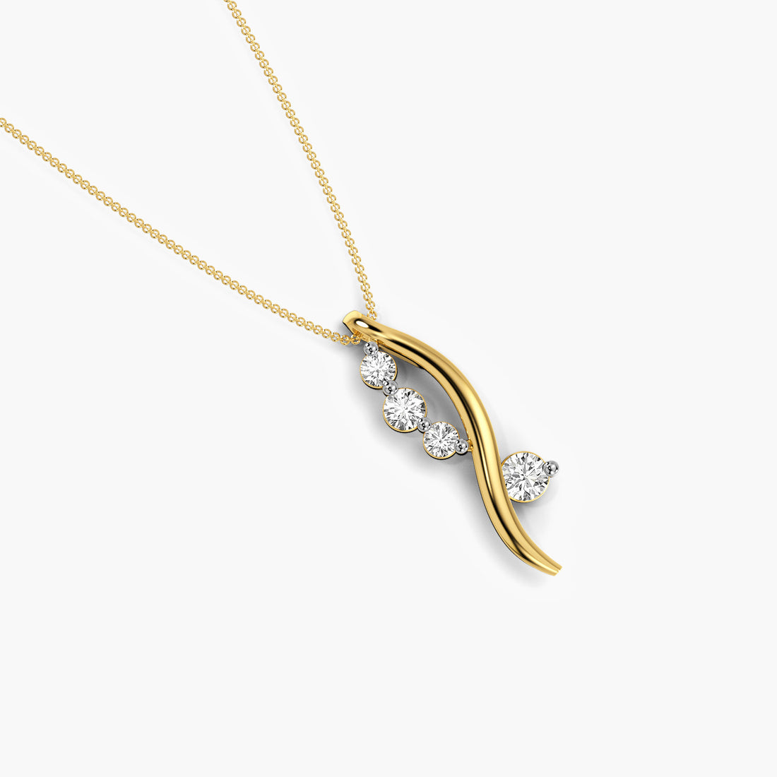Twirl Elegance Pendant - Top View in Yellow Gold - Diamond Pendant by Moena