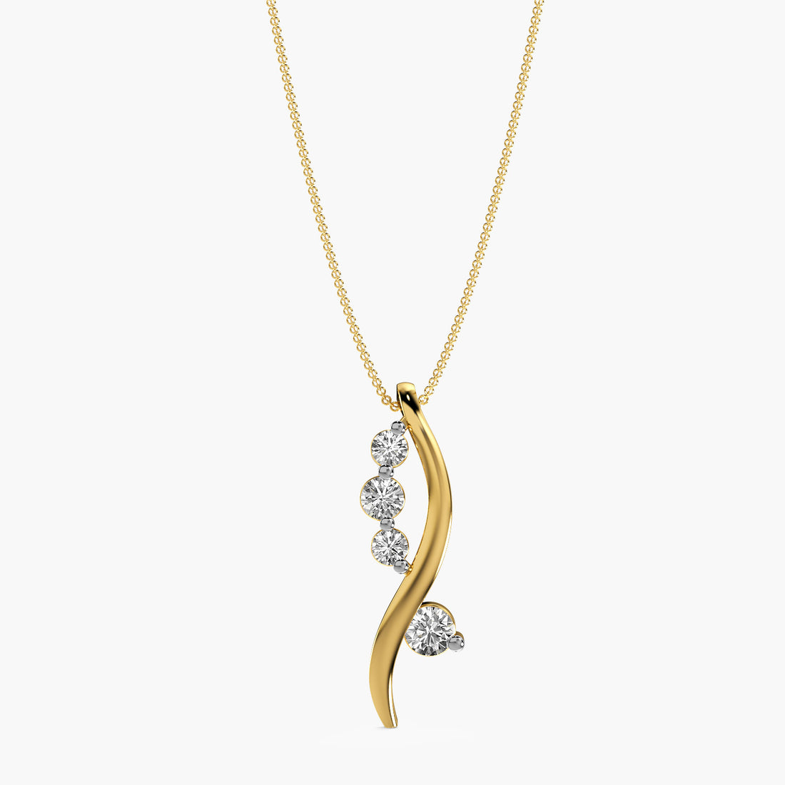 Twirl Elegance Pendant - Front View in Yellow Gold - Diamond Pendant by Moena