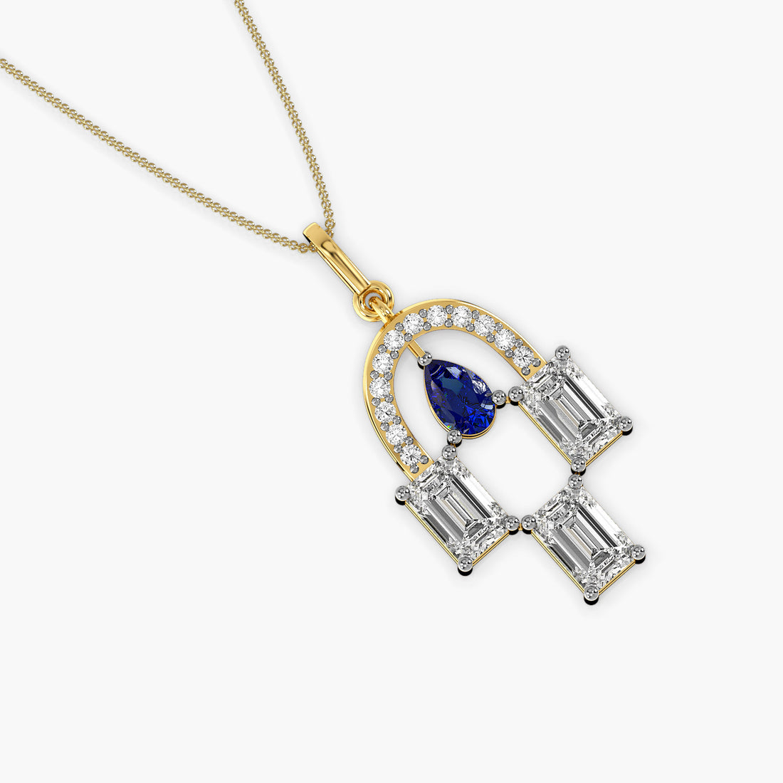 Royal Arch Pendant - Top View in Yellow Gold - Diamond Pendant by Moena