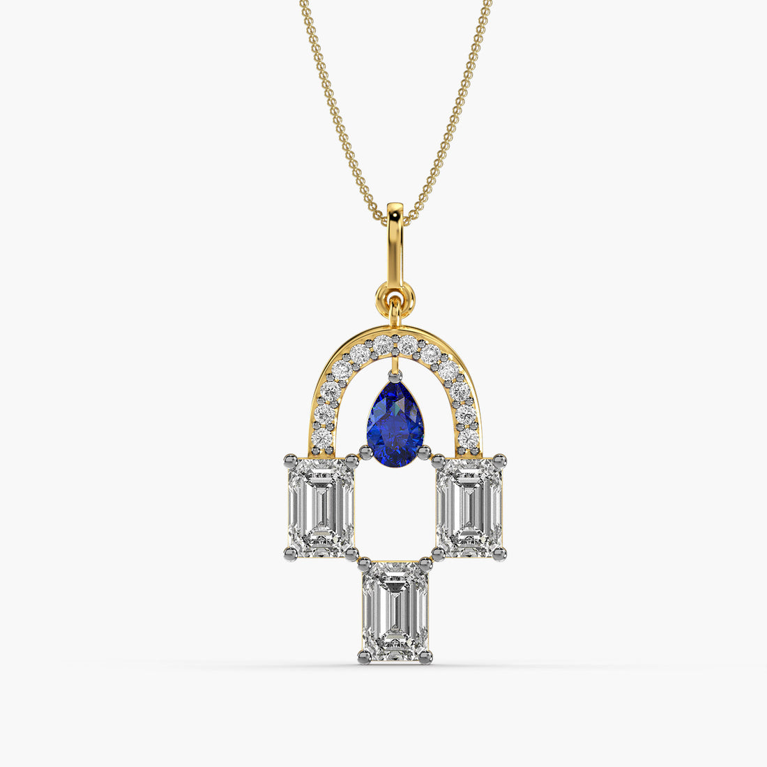 Royal Arch Pendant - Front View in Yellow Gold - Diamond Pendant by Moena