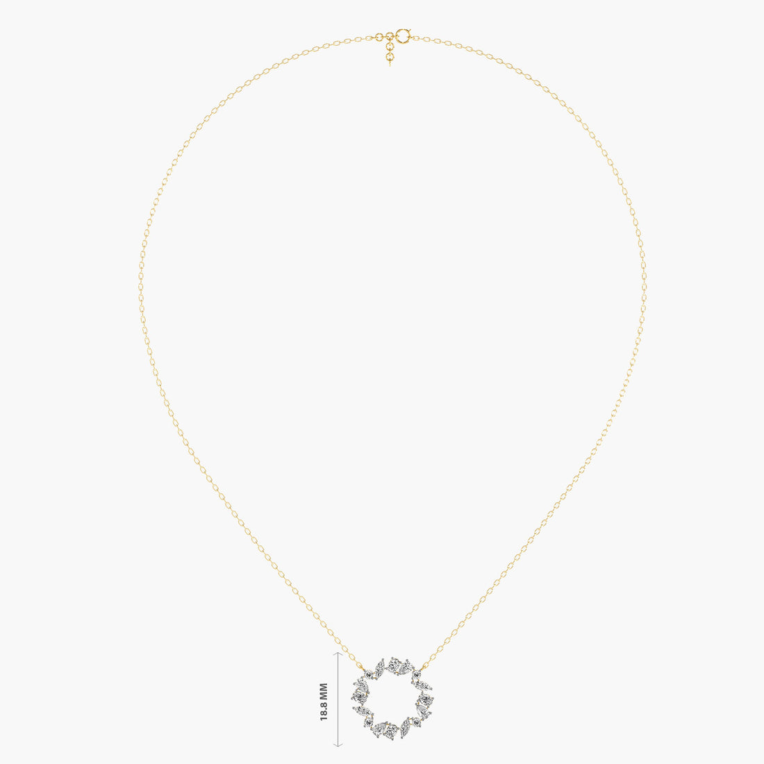 Crystal Halo Pendant (With Chain) - Front View in Yellow Gold - Diamond Pendant by Moena