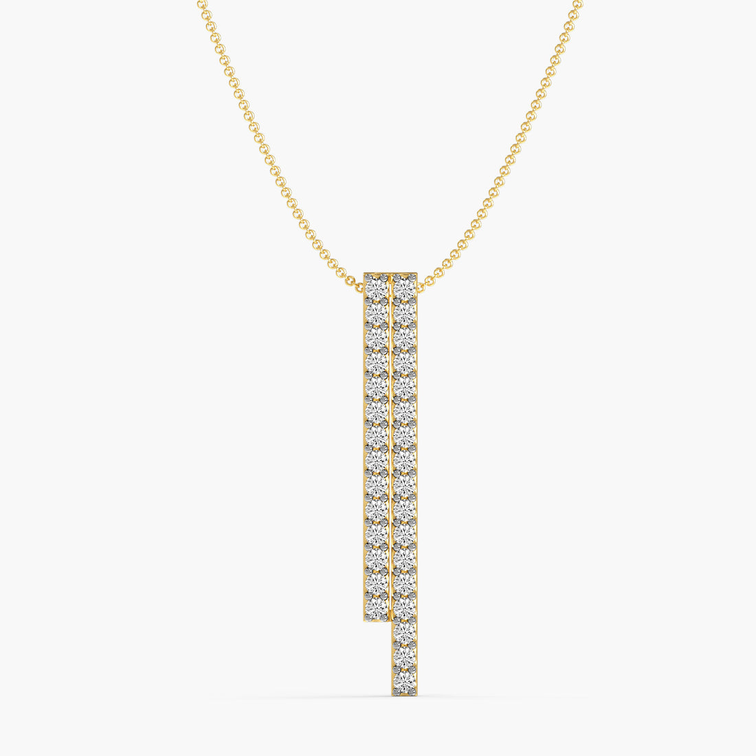 Sleek Diamond Bar Pendant - Front View in Yellow Gold - Diamond Pendant by Moena