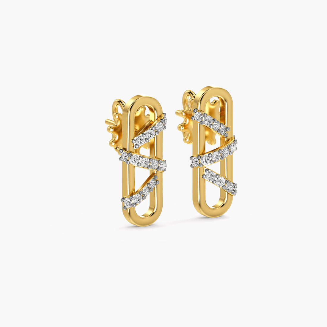 Orbit Sparkle Studs - 3D View in Yellow Gold - Diamond Stud by Moena