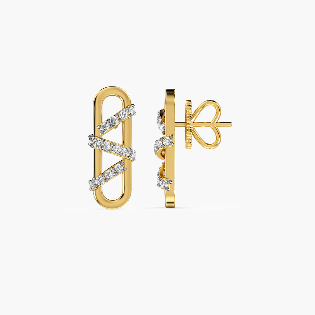 Orbit Sparkle Studs - Side View in Yellow Gold - Diamond Stud by Moena