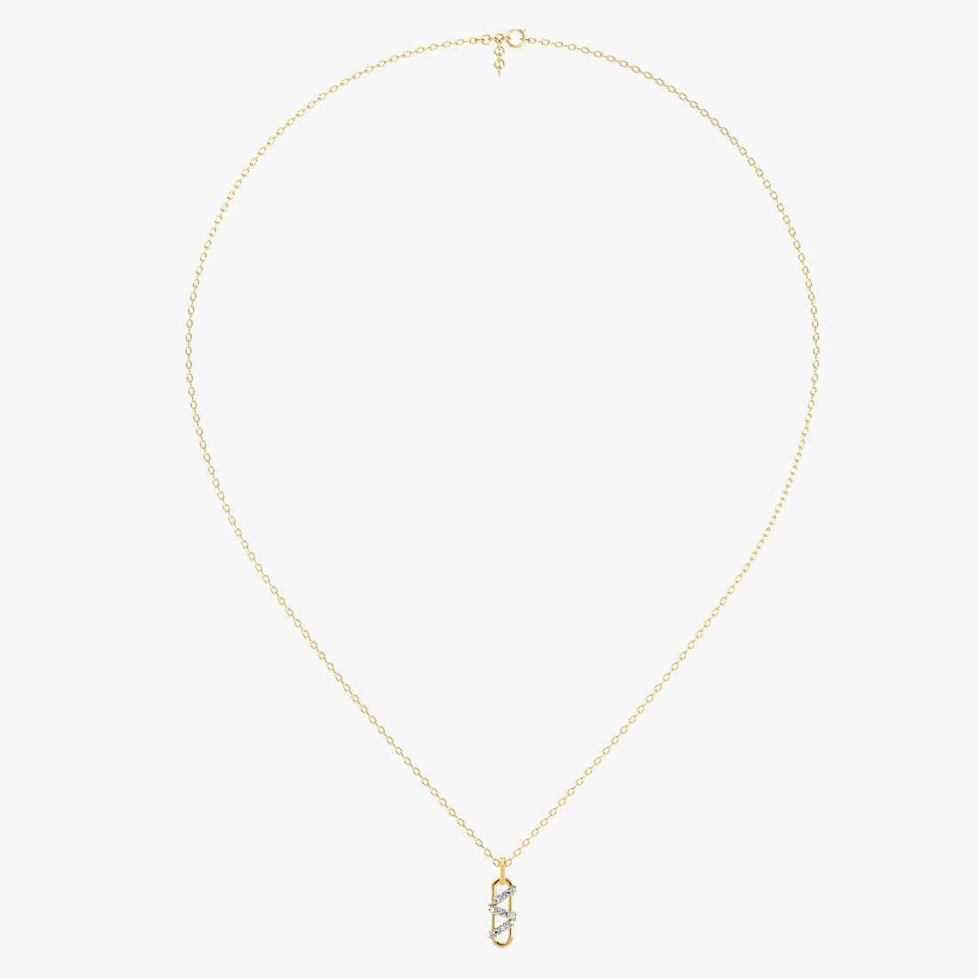 Criss-Cross Link Pendant - Front View in Yellow Gold - Diamond Pendant by Moena