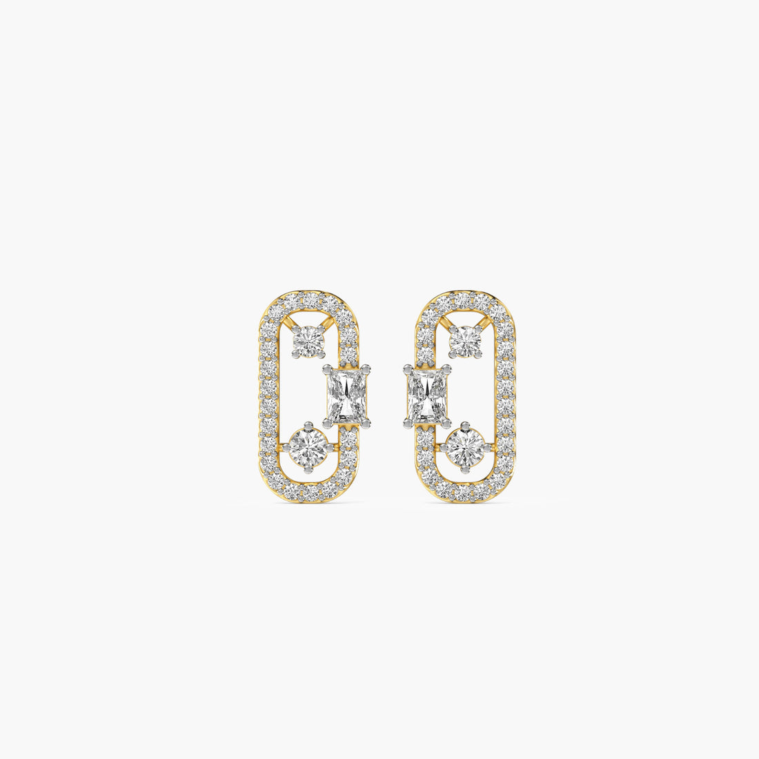 Regal Window Studs - Front View in Yellow Gold - Diamond Stud by Moena