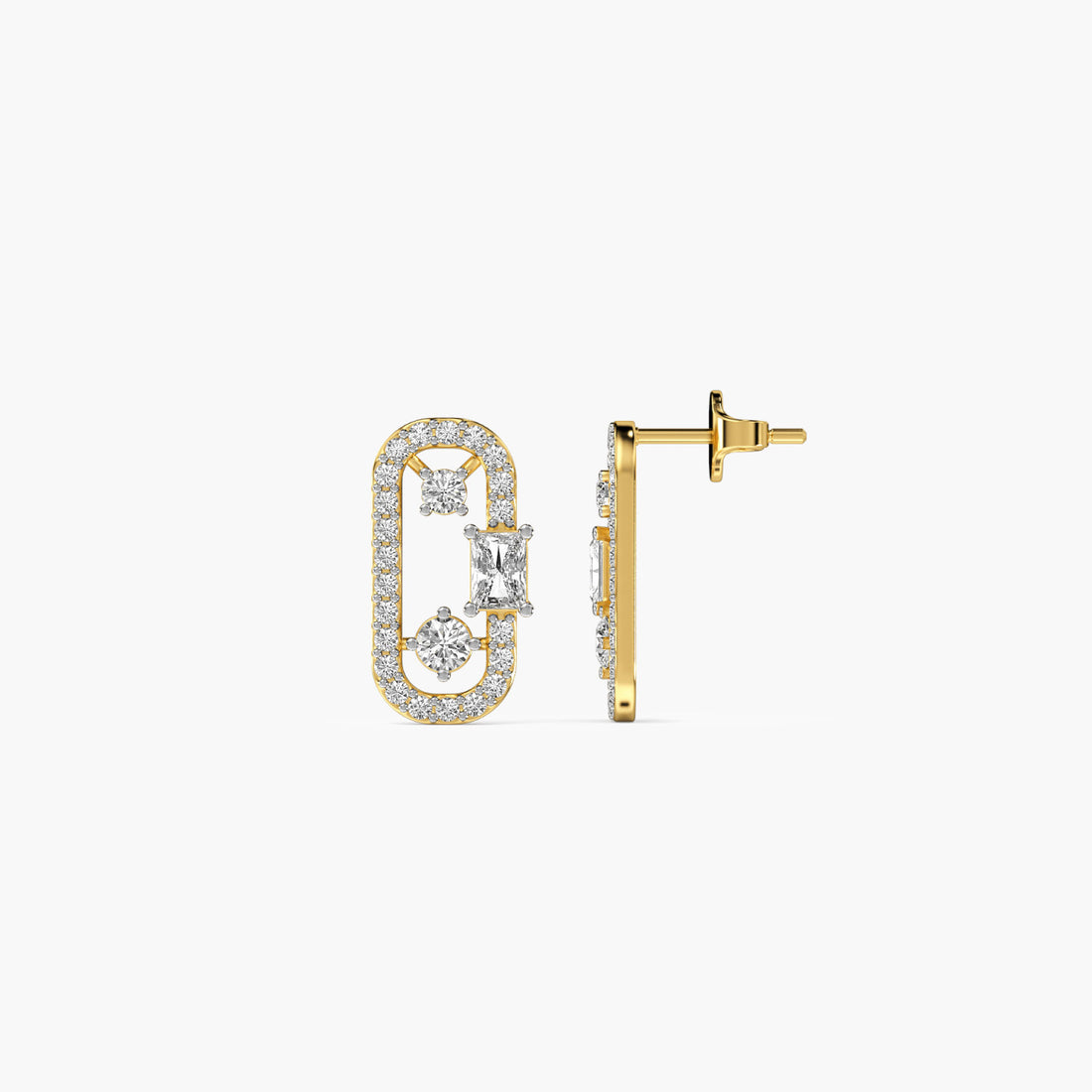 Regal Window Studs - Side View in Yellow Gold - Diamond Stud by Moena