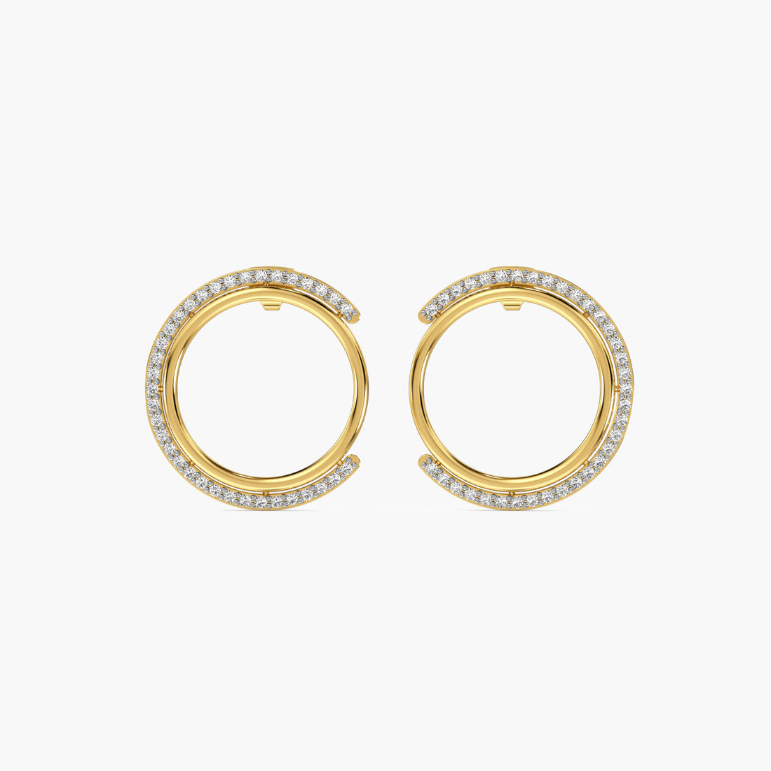 Golden Orbit Hoops - Front View in Yellow Gold - Diamond Jewellery by Moena