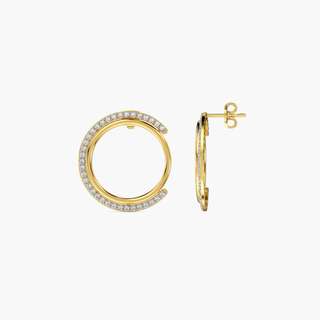 Golden Orbit Hoops - Side View in Yellow Gold - Diamond Jewellery by Moena
