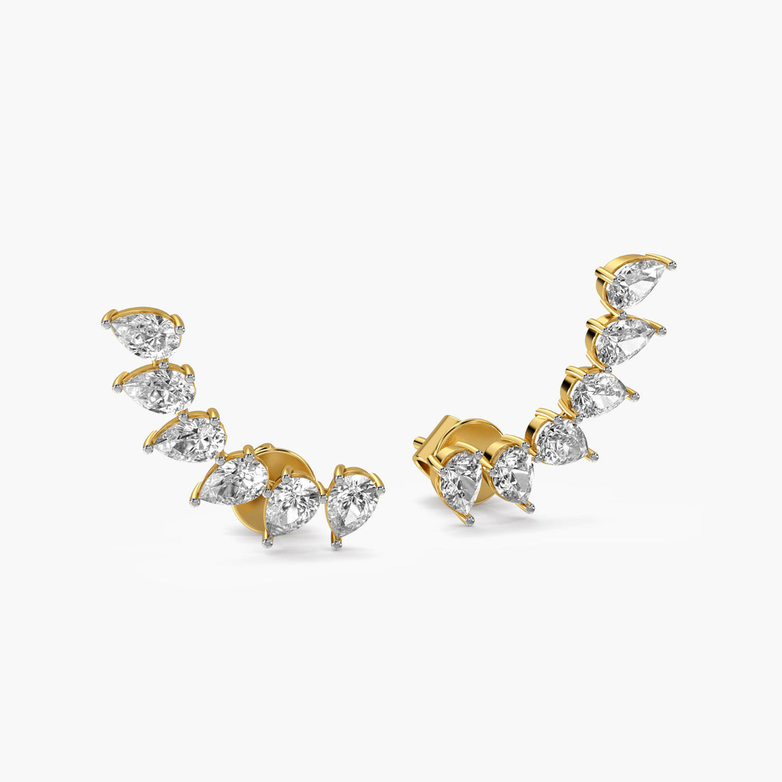 Ear Crawler Sparkle - 3D View in Yellow Gold - Diamond Jewellery by Moena