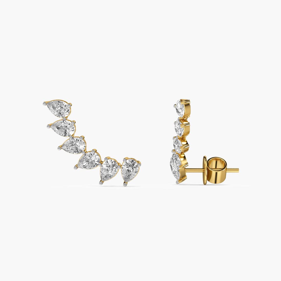 Ear Crawler Sparkle - Side View in Yellow Gold - Diamond Jewellery by Moena