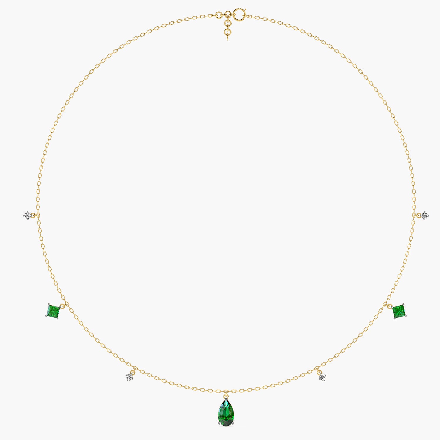 Emerald Charms Necklace (With chain)