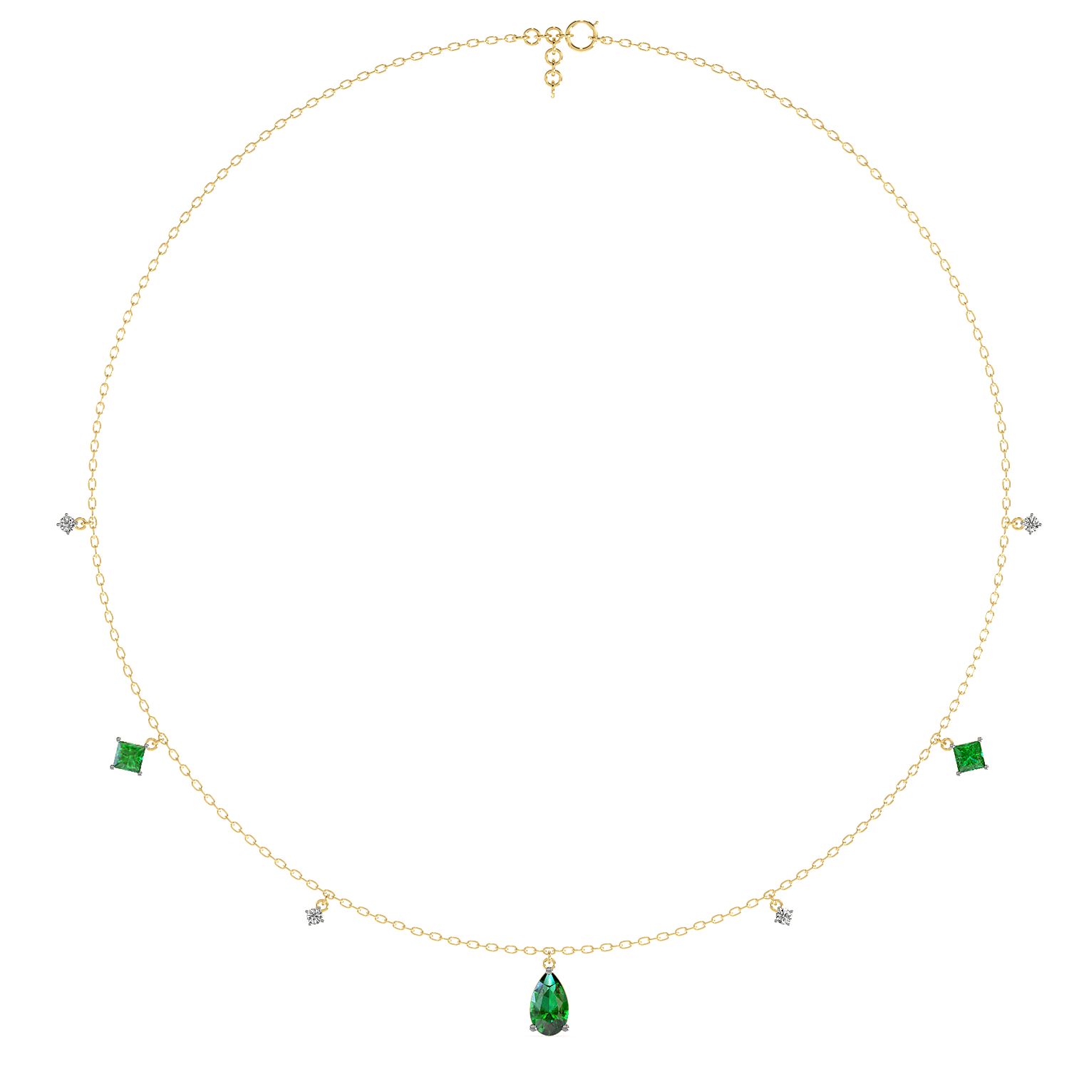 Emerald Charms Necklace (With chain)