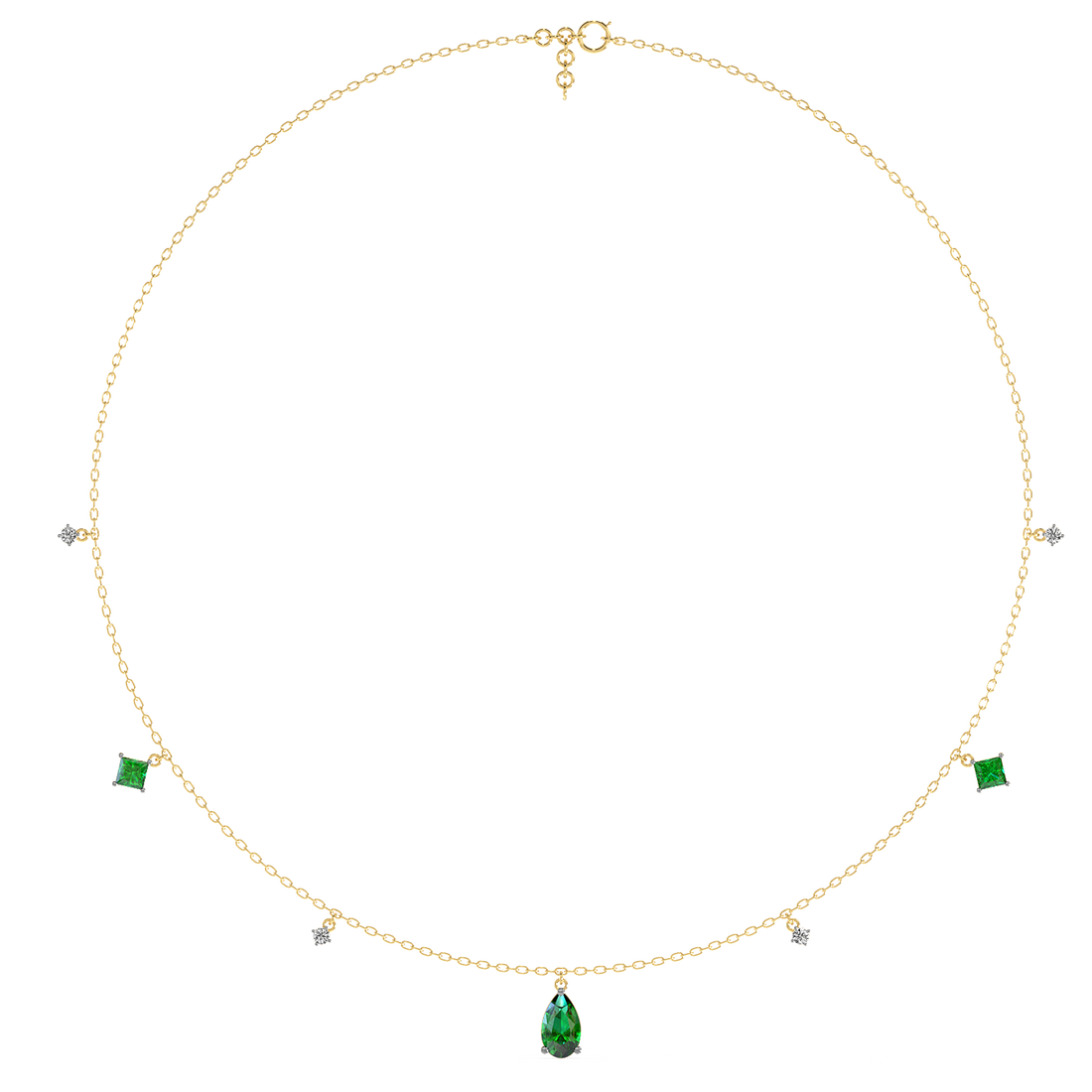 Emerald Charms Necklace (With chain)