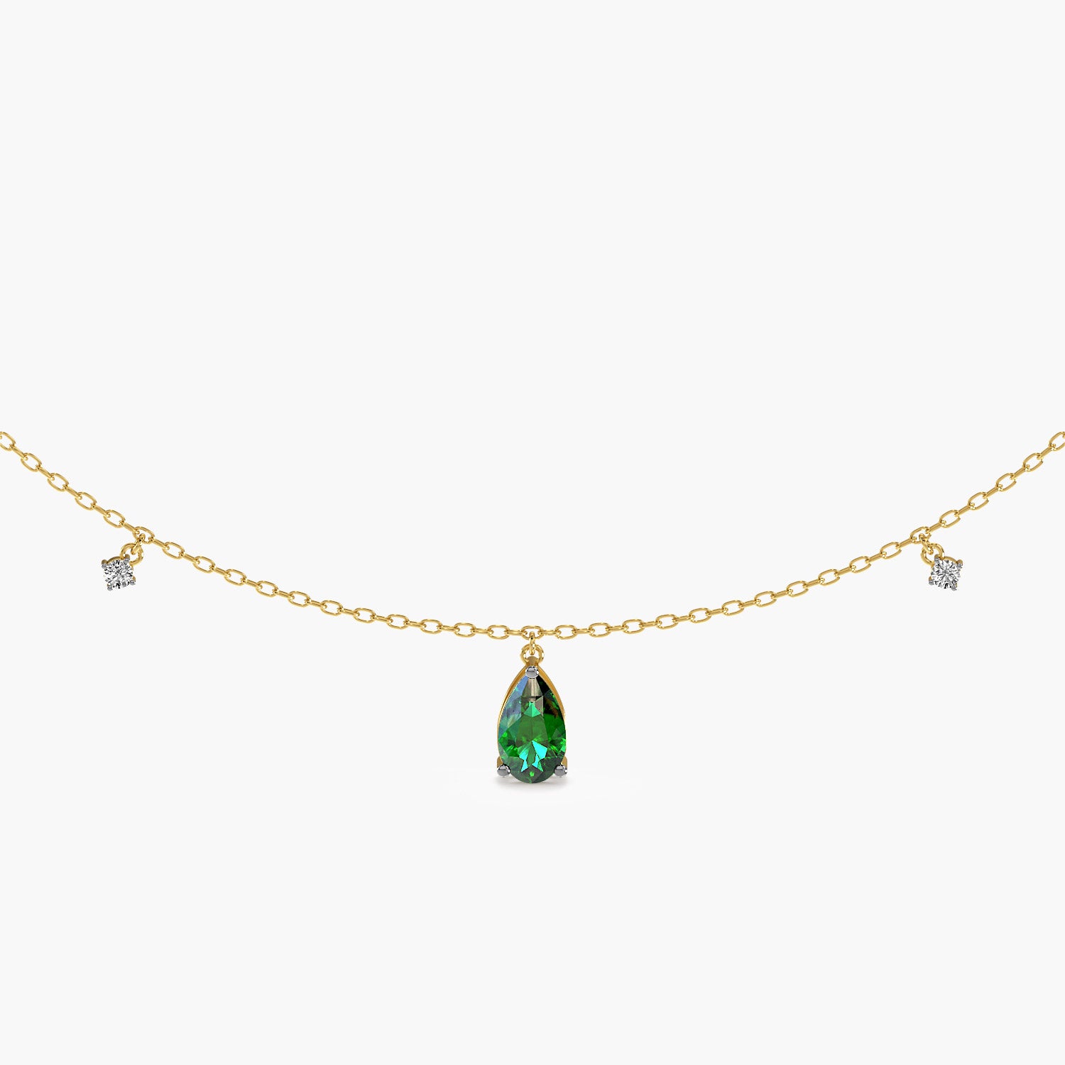 Emerald Charms Necklace (With chain)