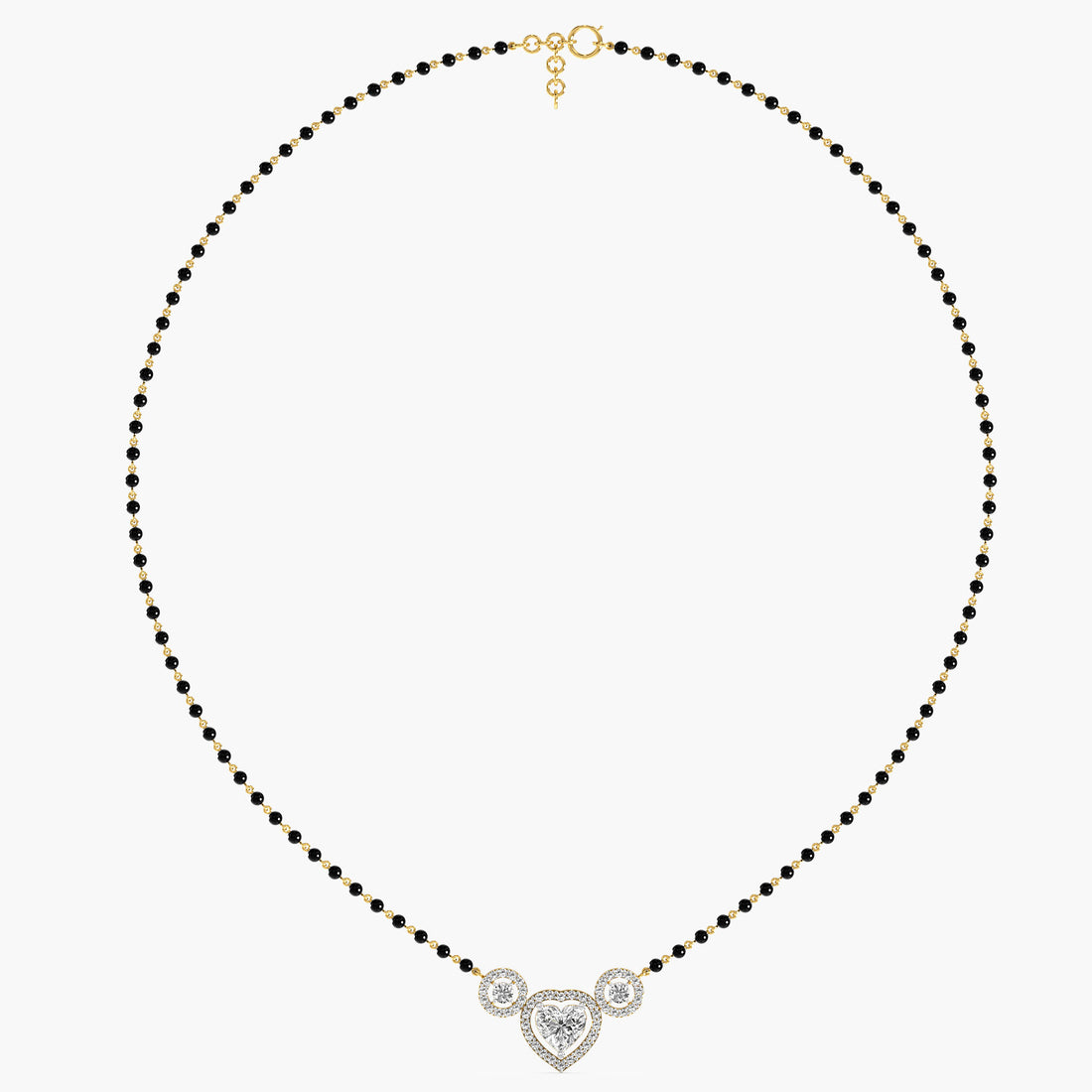 Heart Halo Mangalsutra - Full View in Yellow Gold - Heart Diamond Pendant by Moena