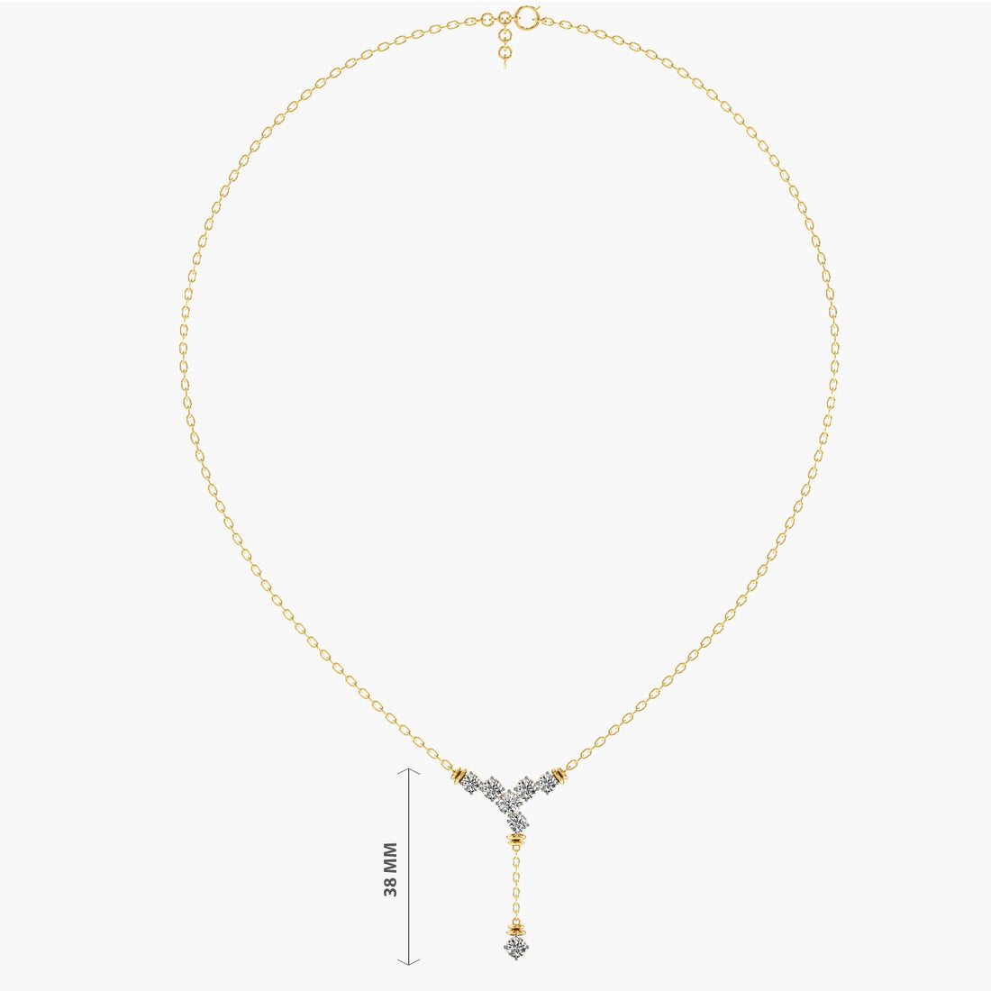 Cascading Floral Diamond Necklace (With chain) - Front View in Yellow Gold - Diamond Pendant by Moena