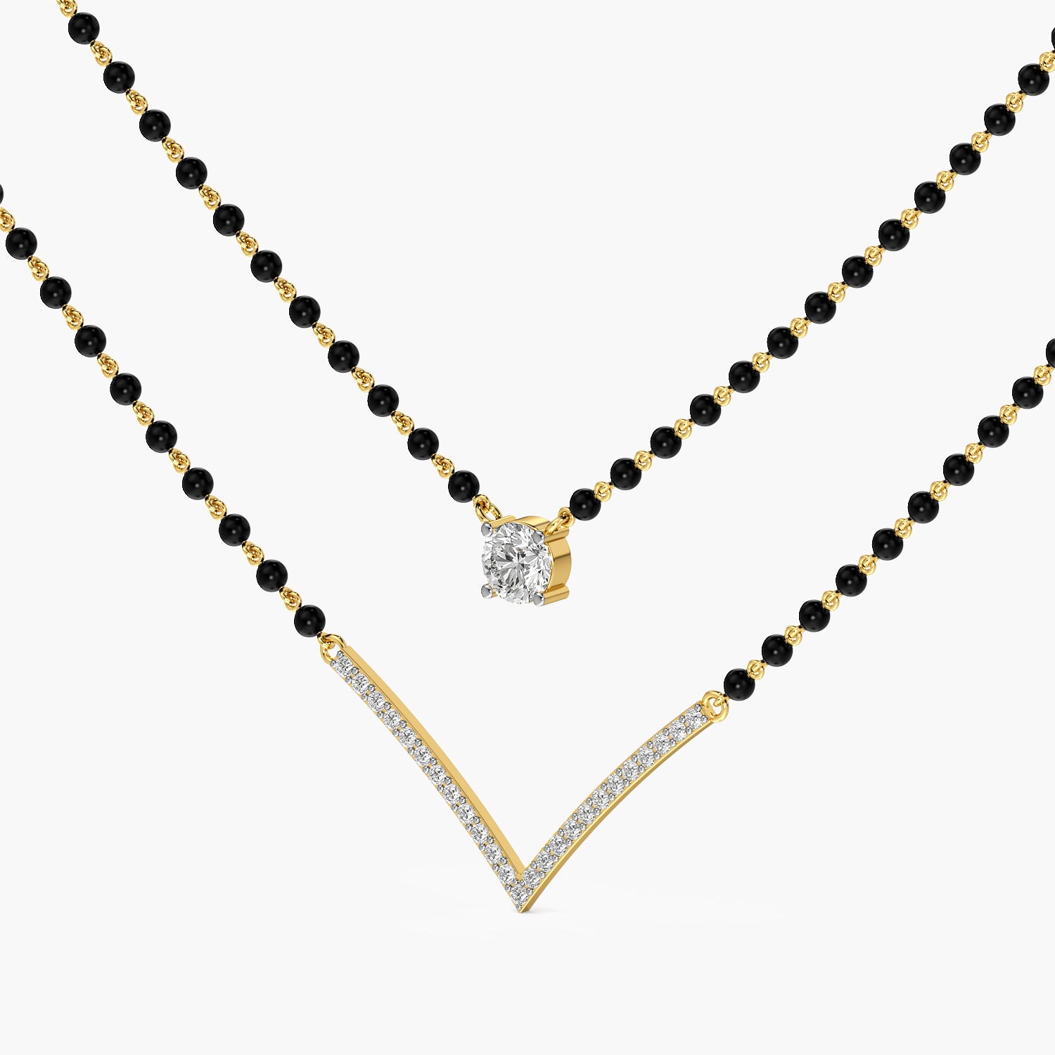 Layered V Solitaire Mangalsutra