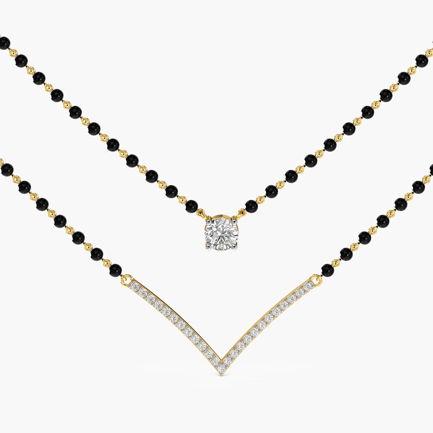 Layered V Solitaire Mangalsutra