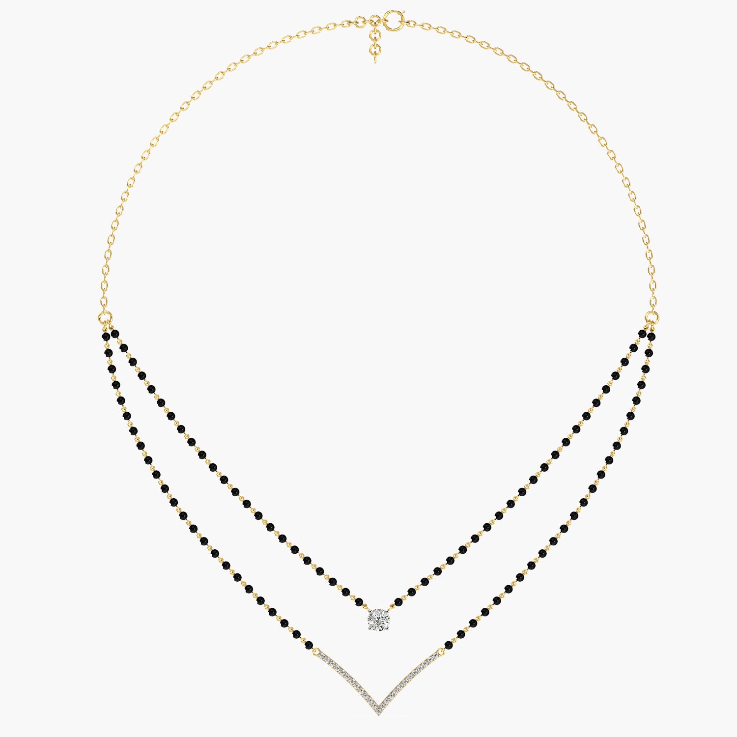 Layered V Solitaire Mangalsutra