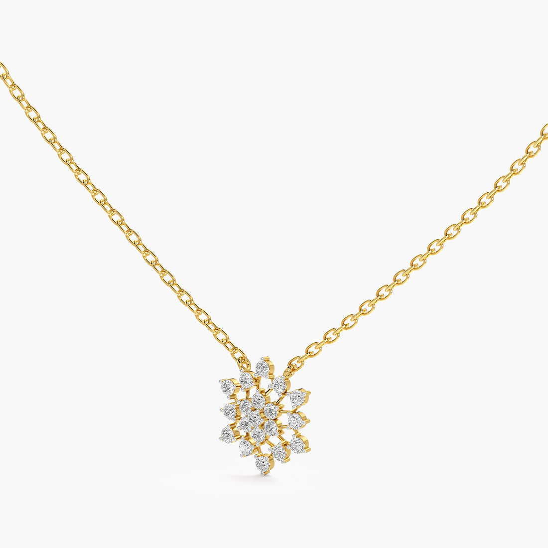 Floral Radiance Pendant - 3D View in Yellow Gold - Diamond Pendant by Moena