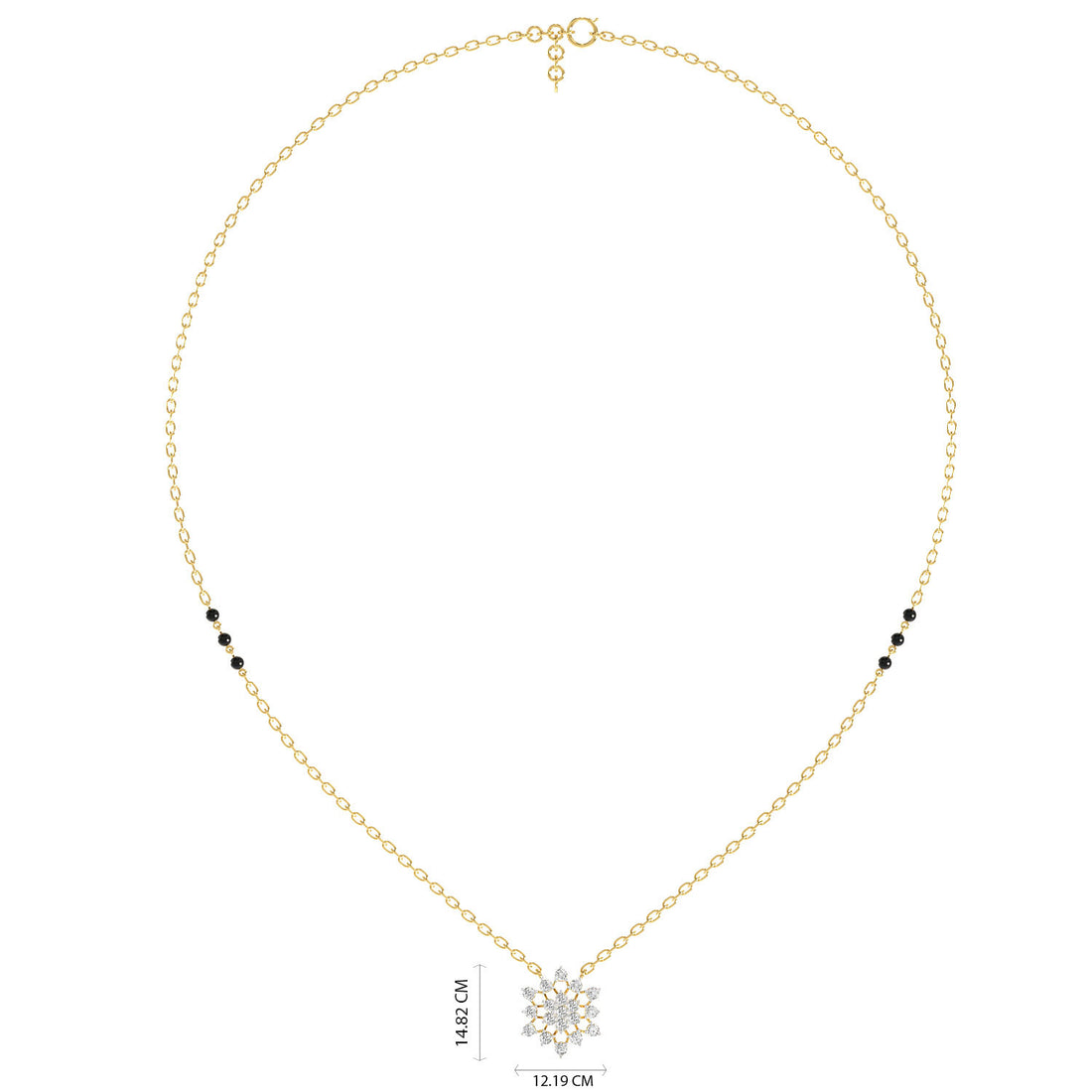 Floral Radiance Pendant - Full View in Yellow Gold - Diamond Pendant by Moena